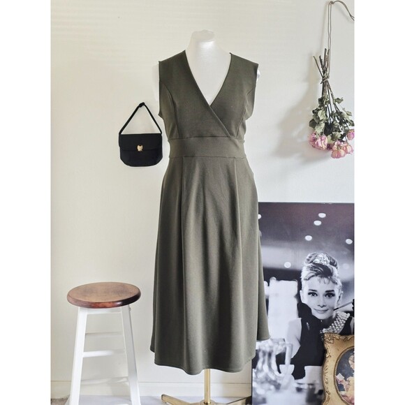Unbranded Dresses & Skirts - Vintage 90s 1990s Pastel Green Sage V Neck A Line Sleeveless Midi Dress XXL